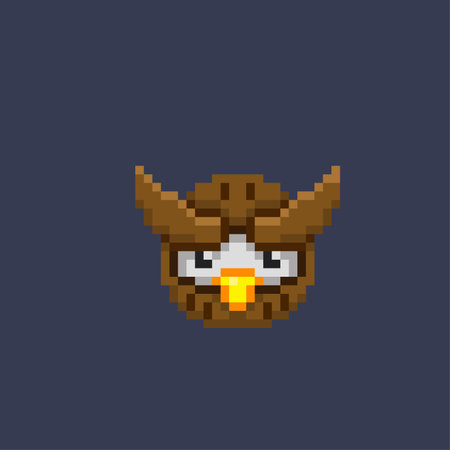 owl head in pixel art styleのイラスト素材