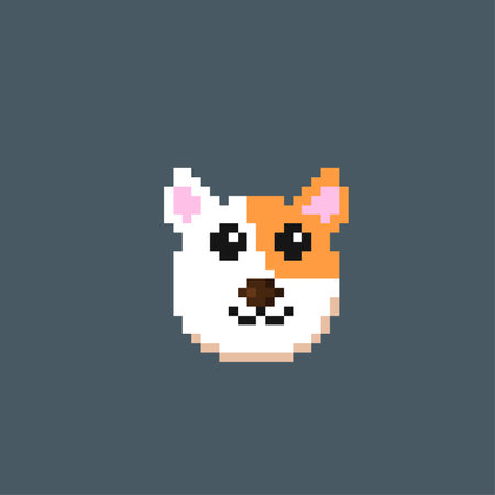 dog head in pixel art styleのイラスト素材