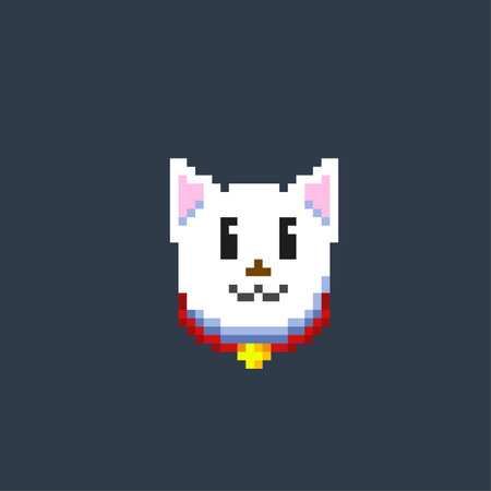 cat head in pixel art styleのイラスト素材