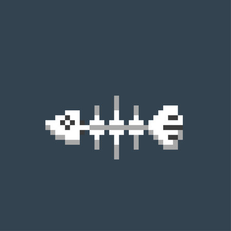 fish bone in pixel art styleのイラスト素材