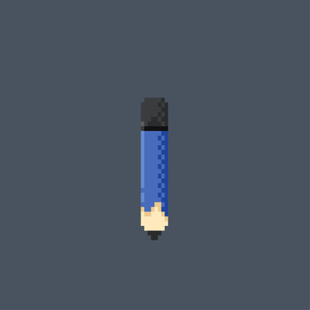 blue pencil in pixel art styleのイラスト素材