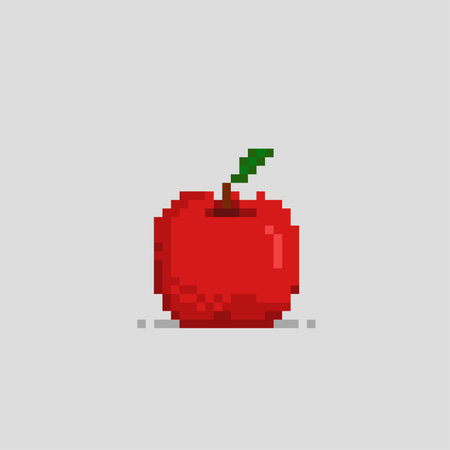 red apple in pixel art styleのイラスト素材