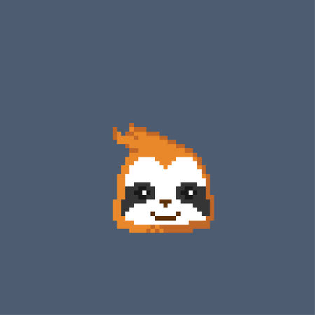 sloth head in pixel art styleのイラスト素材
