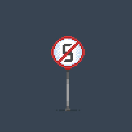 prohibited sign in pixel art styleのイラスト素材