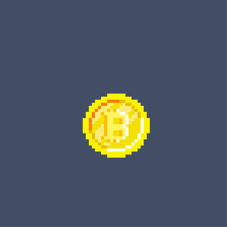 gold coin with bitcoin sign in pixel art styleのイラスト素材