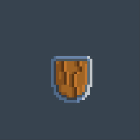 wooden shield in pixel art styleのイラスト素材