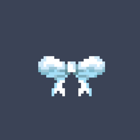 white bow tie in pixel art styleのイラスト素材