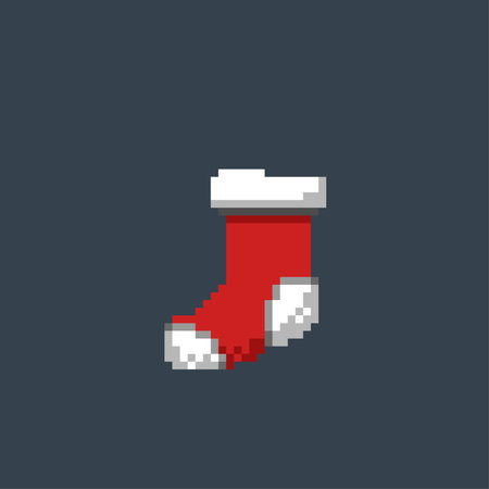 red sock in pixel art styleのイラスト素材
