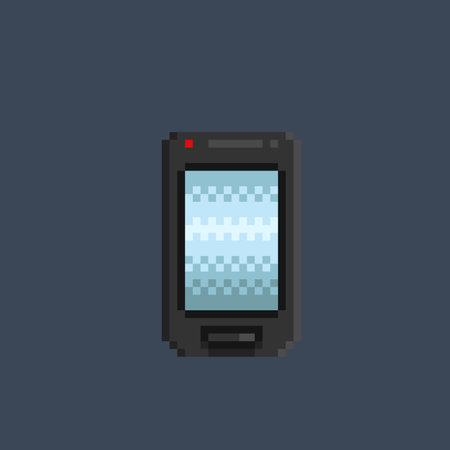black phone with blank screen in pixel art styleのイラスト素材