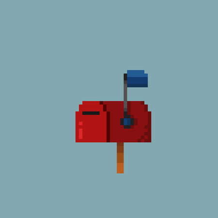 red post mail in pixel art styleのイラスト素材