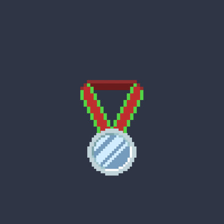 silver medal in pixel art styleのイラスト素材