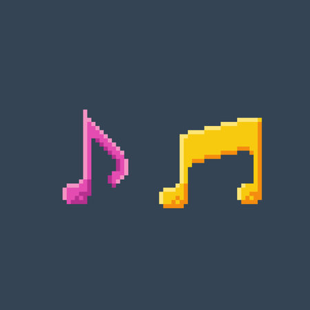 note music icon in pixel art styleのイラスト素材