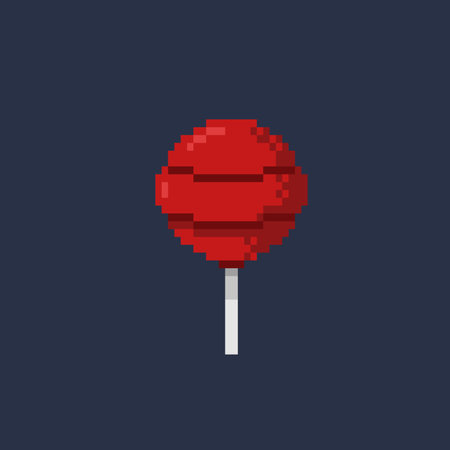 red lollipop in pixel art styleのイラスト素材