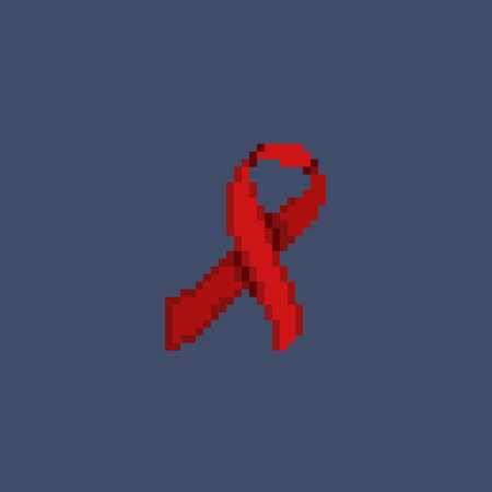 red ribbon in pixel art styleのイラスト素材