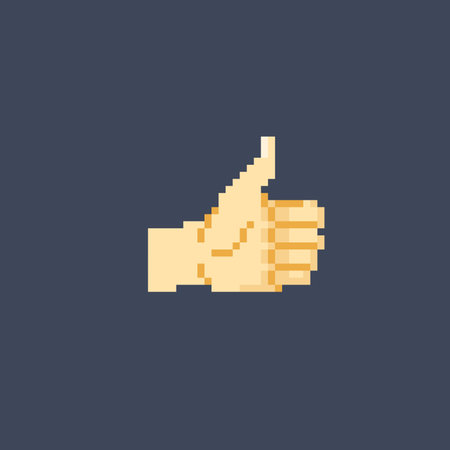 thumb up finger gesture in pixel art styleのイラスト素材
