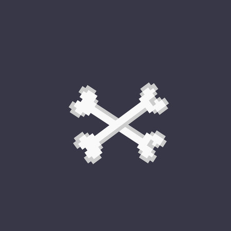 crossed bone in pixel art styleのイラスト素材