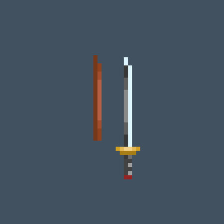 sword with scabbard in pixel art styleのイラスト素材