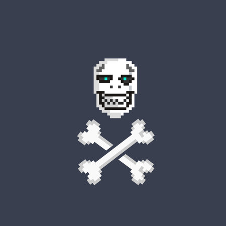 skull head in pixel art styleのイラスト素材