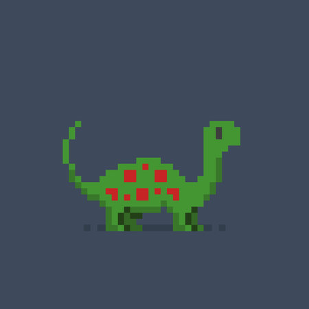 brontosaur in pixel art styleのイラスト素材