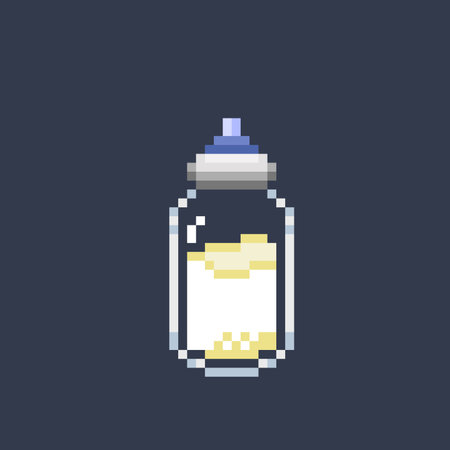 milk bottle in pixel art styleのイラスト素材