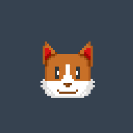 dog head in pixel art styleのイラスト素材