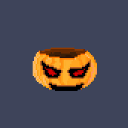 scary pumpkin head in pixel art styleのイラスト素材