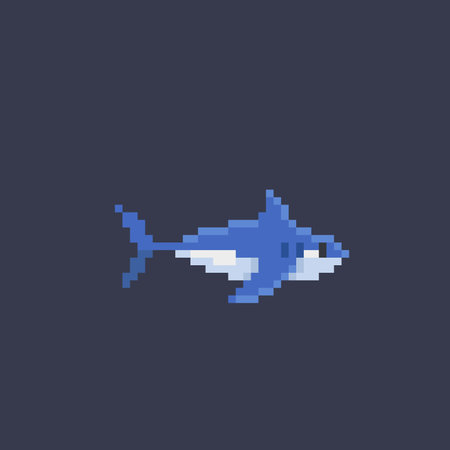 shark in pixel art style