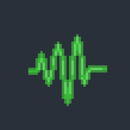 green heart line in pixel art styleのイラスト素材