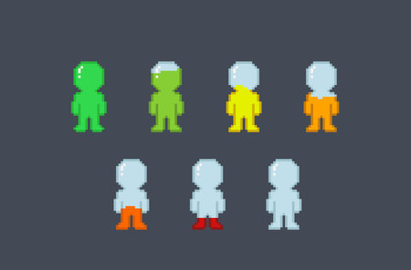 game health indicator with different color in pixel art styleのイラスト素材