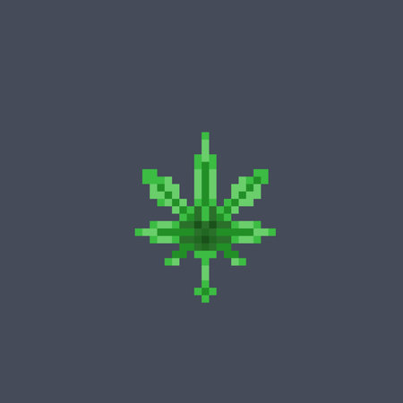 canabis leaf in pixel art styleのイラスト素材