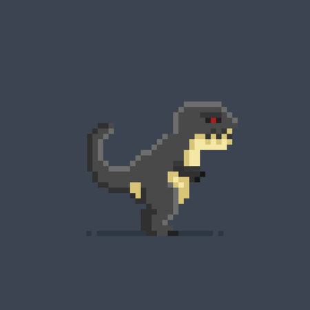 black tyrannosaur rex in pixel art styleのイラスト素材