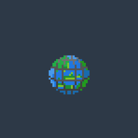 globe with net in pixel art styleのイラスト素材