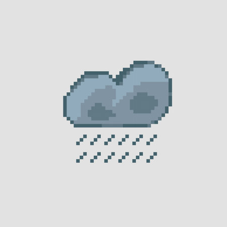 rainy cloud in pixel art styleのイラスト素材