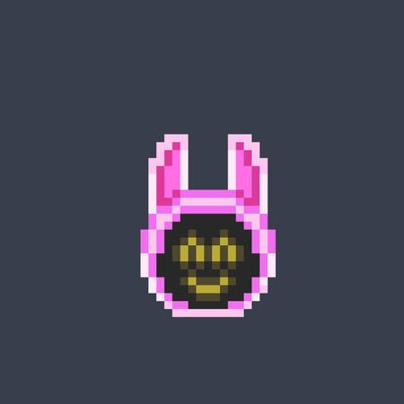 pink bunny head with smile face in pixel art styleのイラスト素材