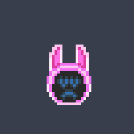 pink bunny head with sad face in pixel art styleのイラスト素材