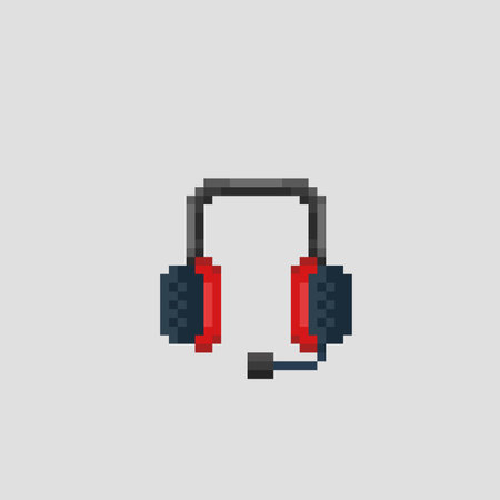 headphone in pixel art styleのイラスト素材