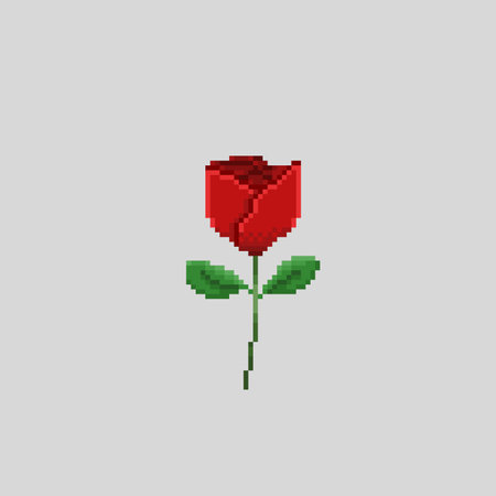 a red flower in  pixe art styleのイラスト素材