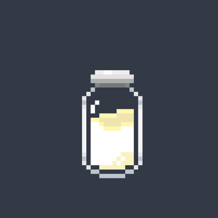 milk bottle in pixel art styleのイラスト素材
