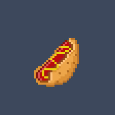 hotdog food in pixel art styleのイラスト素材