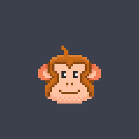 monkey head in pixel art styleのイラスト素材