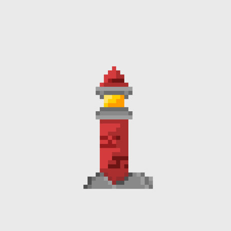 lighthouse building in pixel art styleのイラスト素材