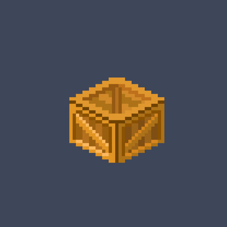 wooden crate in pixel art styleのイラスト素材
