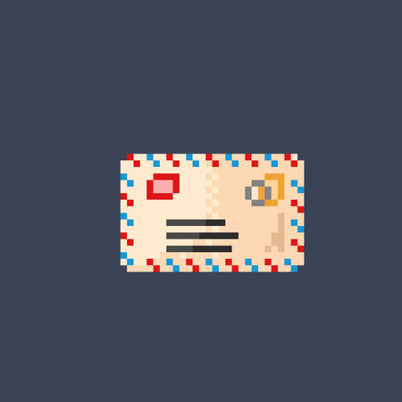 post mail in pixel art styleのイラスト素材