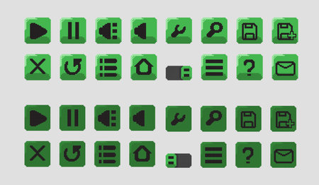 green game button in pixel art styleのイラスト素材