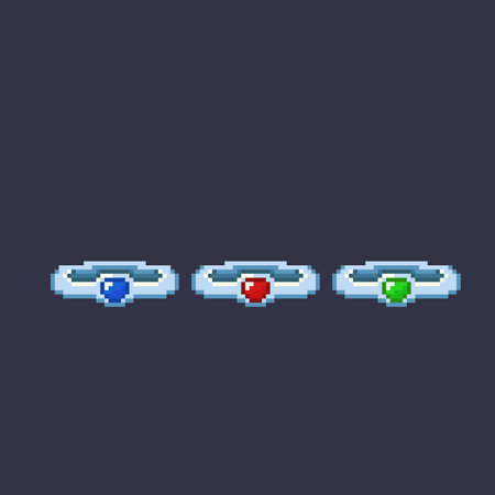 silver ring set with different gemstone in pixel art styleのイラスト素材