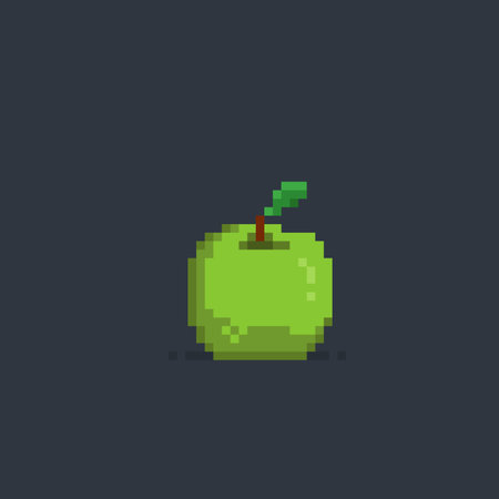 green apple in pixel art styleのイラスト素材