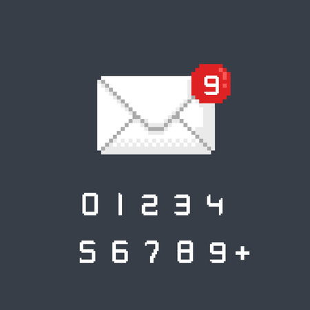 a letter with number of notification in pixel art styleのイラスト素材
