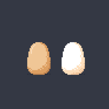 eggs collection set with different color in pixel art styleのイラスト素材