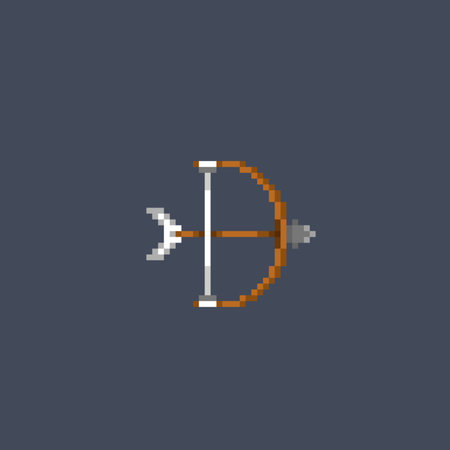 bow and arrow in pixel art styleのイラスト素材