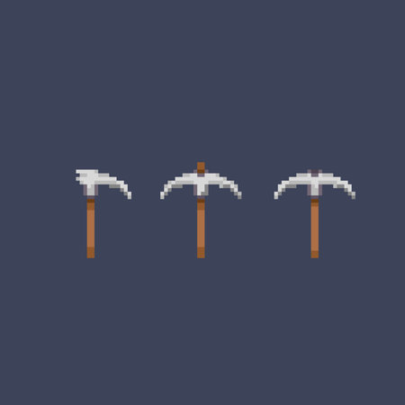 pickaxe tool with different shape in pixel art style